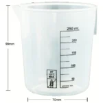 Plastic Beaker PP 25ml / 50ml / 100ml / 150ml / 250ml / 500ml / 1L / 2L - 250ml Black Marking