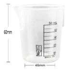 Plastic Beaker PP 25ml / 50ml / 100ml / 150ml / 250ml / 500ml / 1L / 2L - 50ml Black Marking x 2