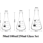 Erlenmeyer Flasks / Conical Flasks Glass / PP full size Ranges - Conical Flask 50/100ml/250ml Set