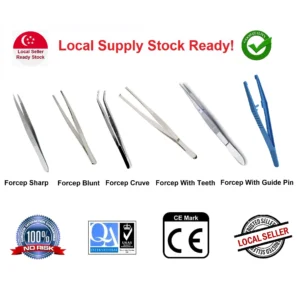 Dressing Forceps all types (Sharp/ Blunt/ Cruve/ Guide Pin/ Flat End/ Tooth Tissue/ Angular/ Cover glass tweezers)