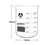 Glass Beaker 10ml / 50ml / 100ml / 150ml / 250ml / 400ml / 500ml / 1L / 2L / 3L / 5L Tall / Short form - 2000ml x1