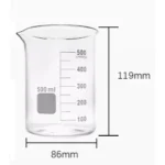Glass Beaker 10ml / 50ml / 100ml / 150ml / 250ml / 400ml / 500ml / 1L / 2L / 3L / 5L Tall / Short form - 500ml x1