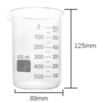 Glass Beaker 10ml / 50ml / 100ml / 150ml / 250ml / 400ml / 500ml / 1L / 2L / 3L / 5L Tall / Short form - 600ml x1