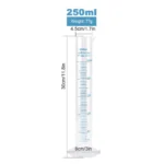 Food/Lab Grade Plastic Graduated TPX/PP Cylinder 10 / 25 / 50 / 100 / 250 / 500 / 1L / 2L - PP 250ml x 1