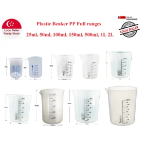 Plastic Beaker PP 25ml / 50ml / 100ml / 150ml / 250ml / 500ml / 1L / 2L