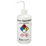 Wash Bottle Safety Labeled Self Venting/ Graduated Wash Bottle 100ml / 250ml / 500ml / 1000ml - Sodium Hypochlorite
