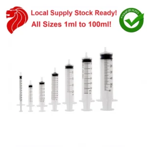 Plastic Measuring Syringe, Sterile 1ml / 2.5ml / 5ml / 10ml / 20ml / 30ml / 50ml / 100ml / 300ml / 500ml