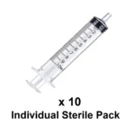 Plastic Measuring Syringe, Sterile 1ml / 2.5ml / 5ml / 10ml / 20ml / 30ml / 50ml / 100ml / 300ml / 500ml - Syringe 10ml x10