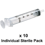Plastic Measuring Syringe, Sterile 1ml / 2.5ml / 5ml / 10ml / 20ml / 30ml / 50ml / 100ml / 300ml / 500ml - Syringe 5ml x10