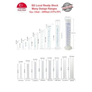 Food/Lab Grade Plastic Graduated TPX/PP Cylinder 10 / 25 / 50 / 100 / 250 / 500 / 1L / 2L